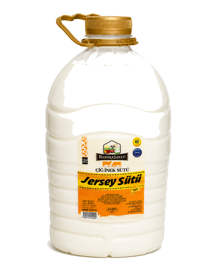 Mandıra Sanatı Jersey çiğ inek sütü — altın kapaklı 3 litre bidon