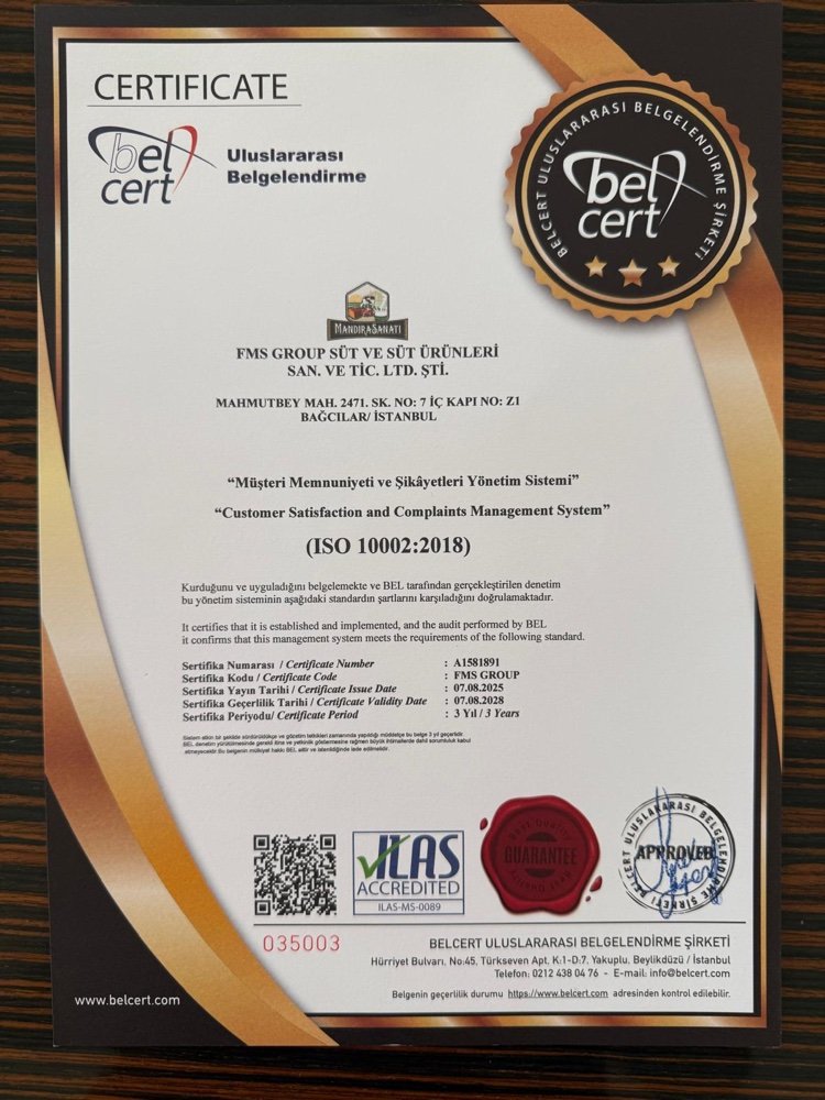 ISO 10002:2018 Müşteri Memnuniyeti Yönetim Sistemi sertifikası